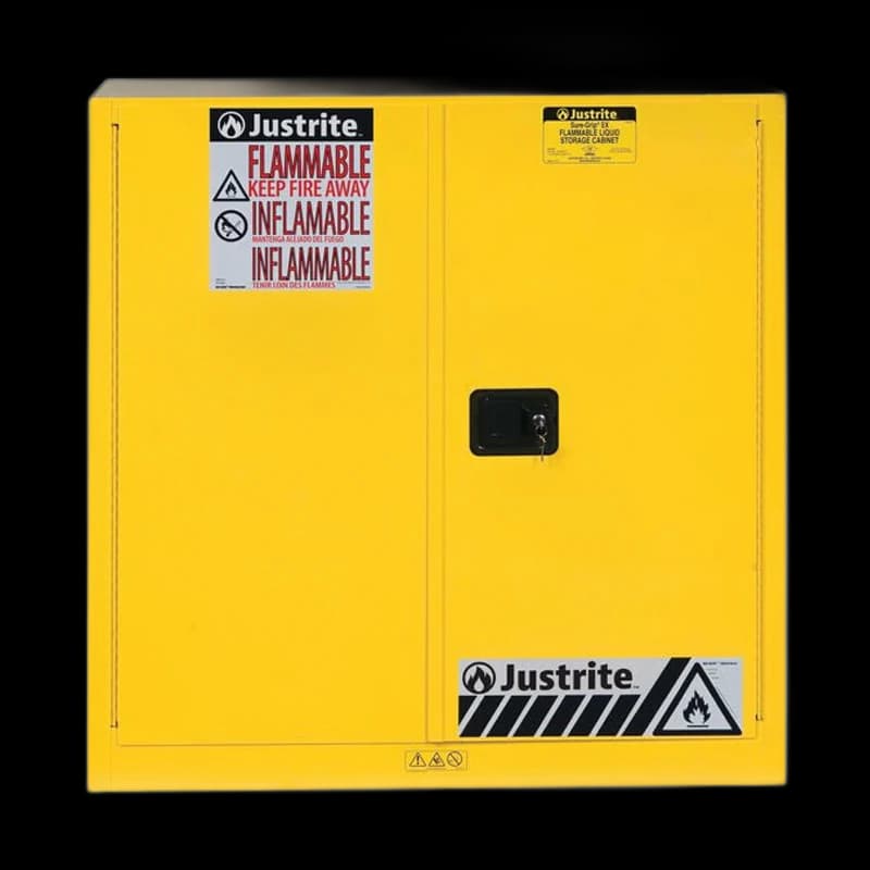 Justrite Safety Cabinet Flammable 30 Gallon Yellow 1 Shelf 2