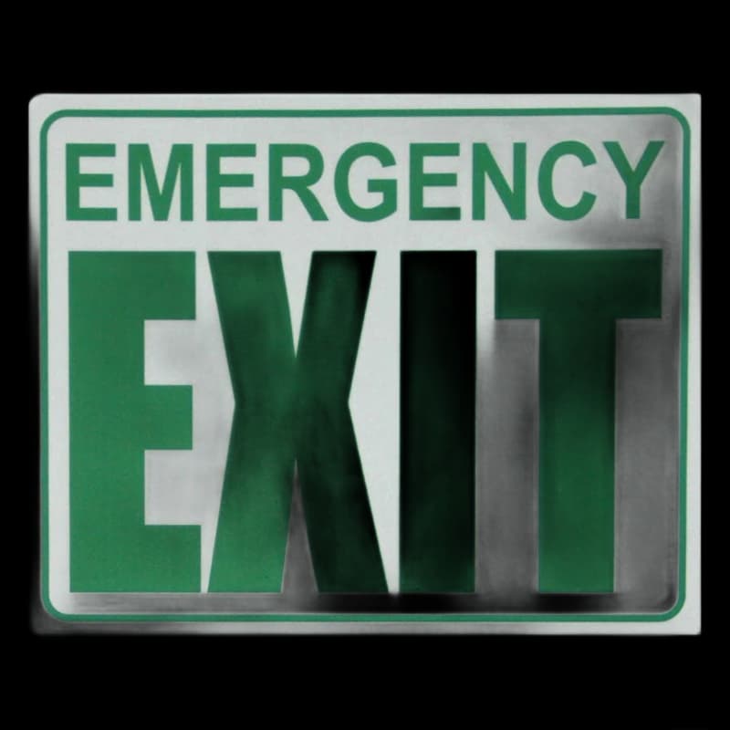 Emergency Exit Sign 11 x 14 Green on White Reflective PVC