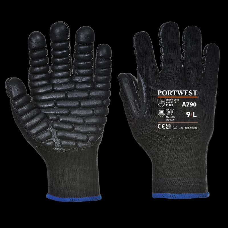 Portwest Anti Vibration Black Gloves Large