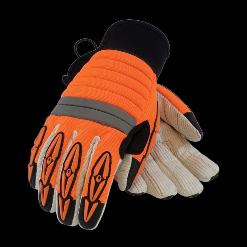 Maximum Safety Derrickmen Canvas Palm Orange Glove Large Pai