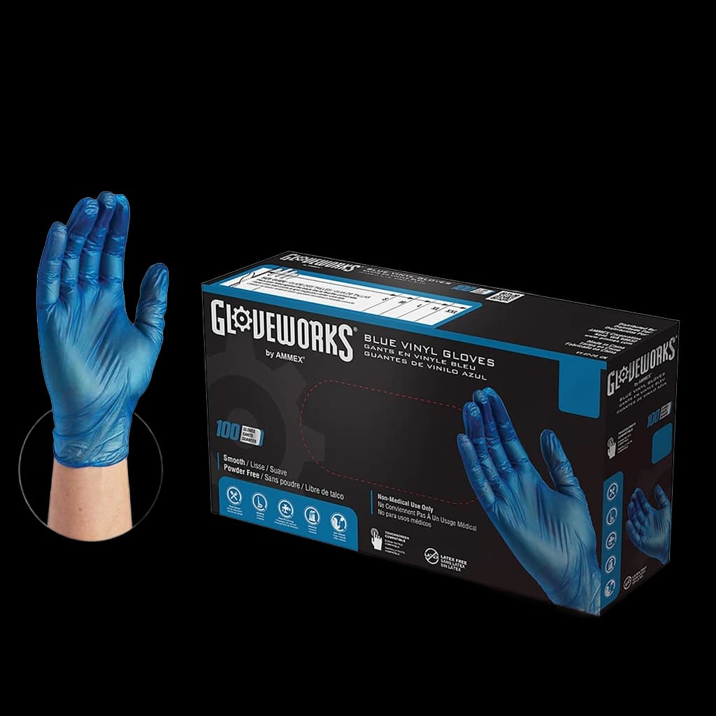 Gloveworks 3 Mil Blue Vinyl Gloves 100 Box
