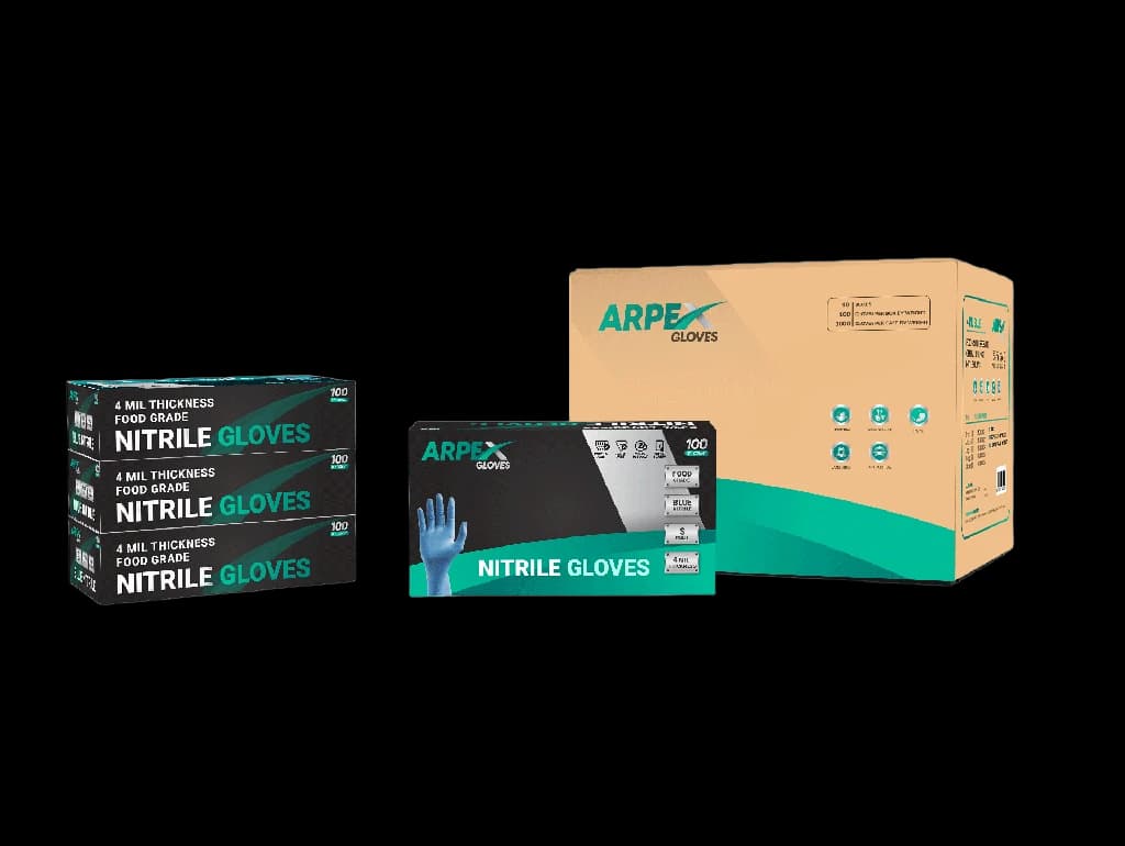 ARPEX 4 Mil Blue Nitrile Disposable Examination Gloves 100 B